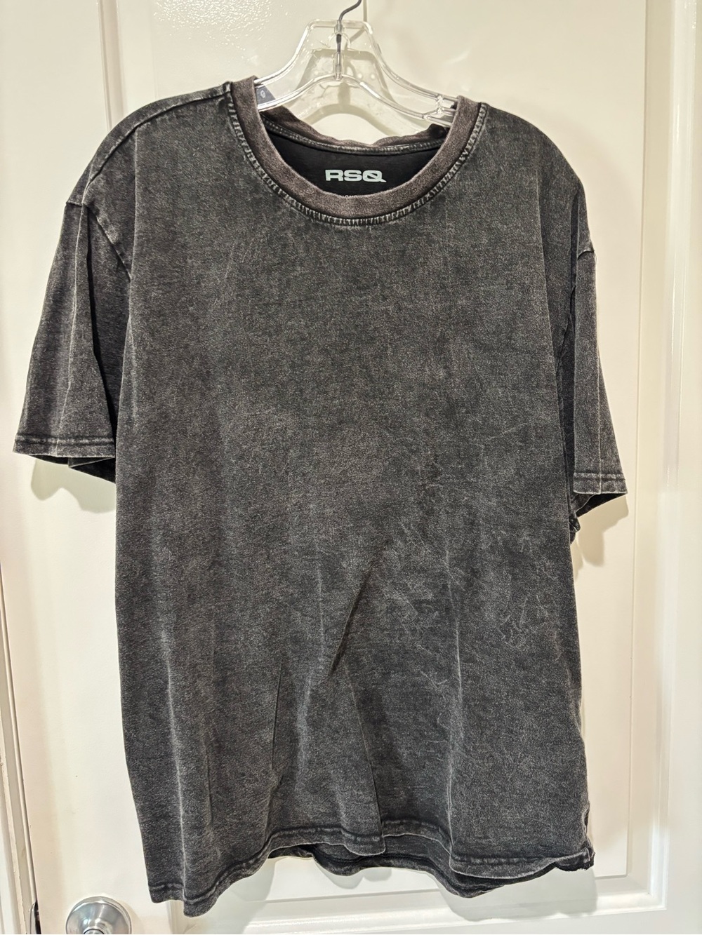RSQ Men's Black Washed Crewneck T-Shirt